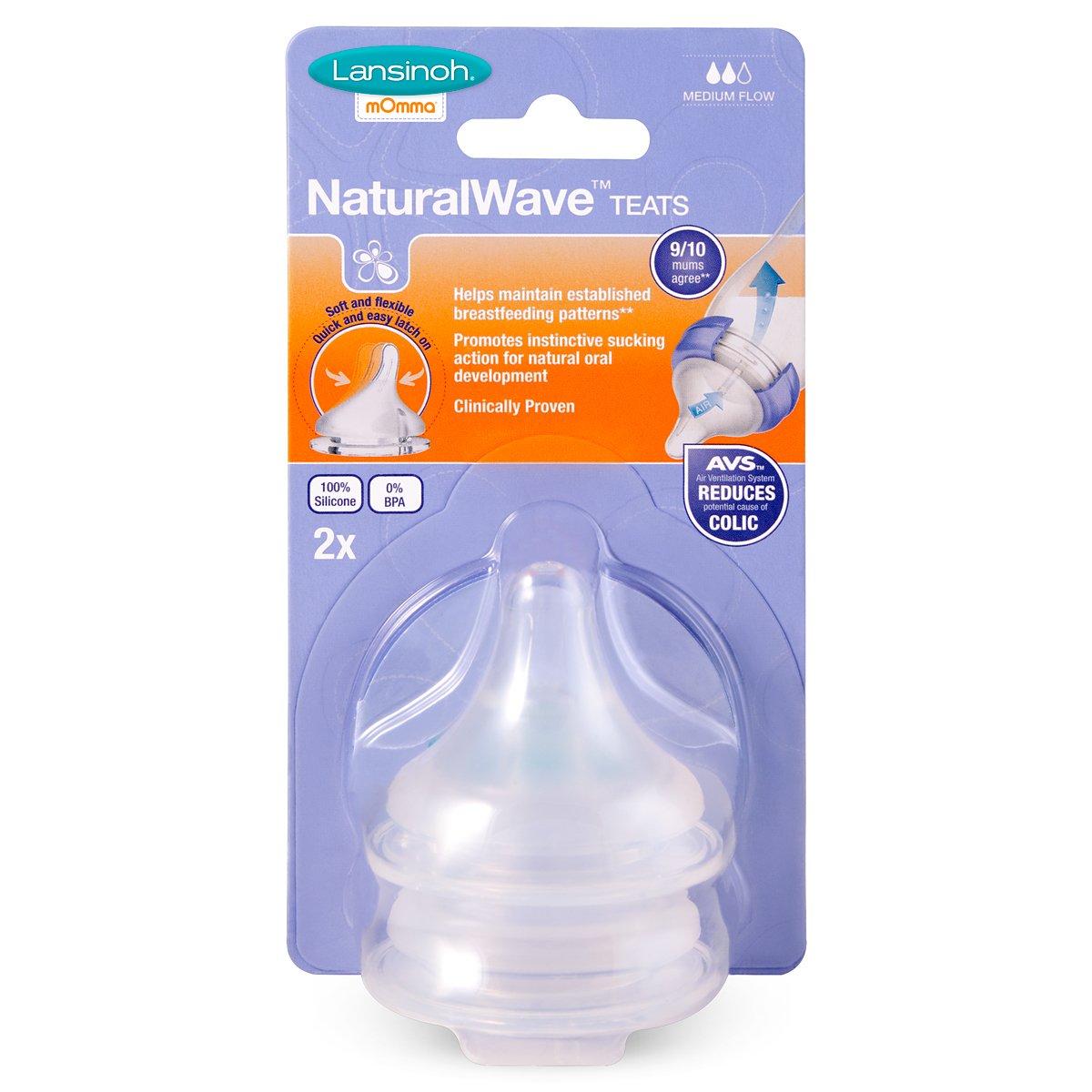 Lansinoh NaturalWave Medium Flow Teats (Pack of 8)