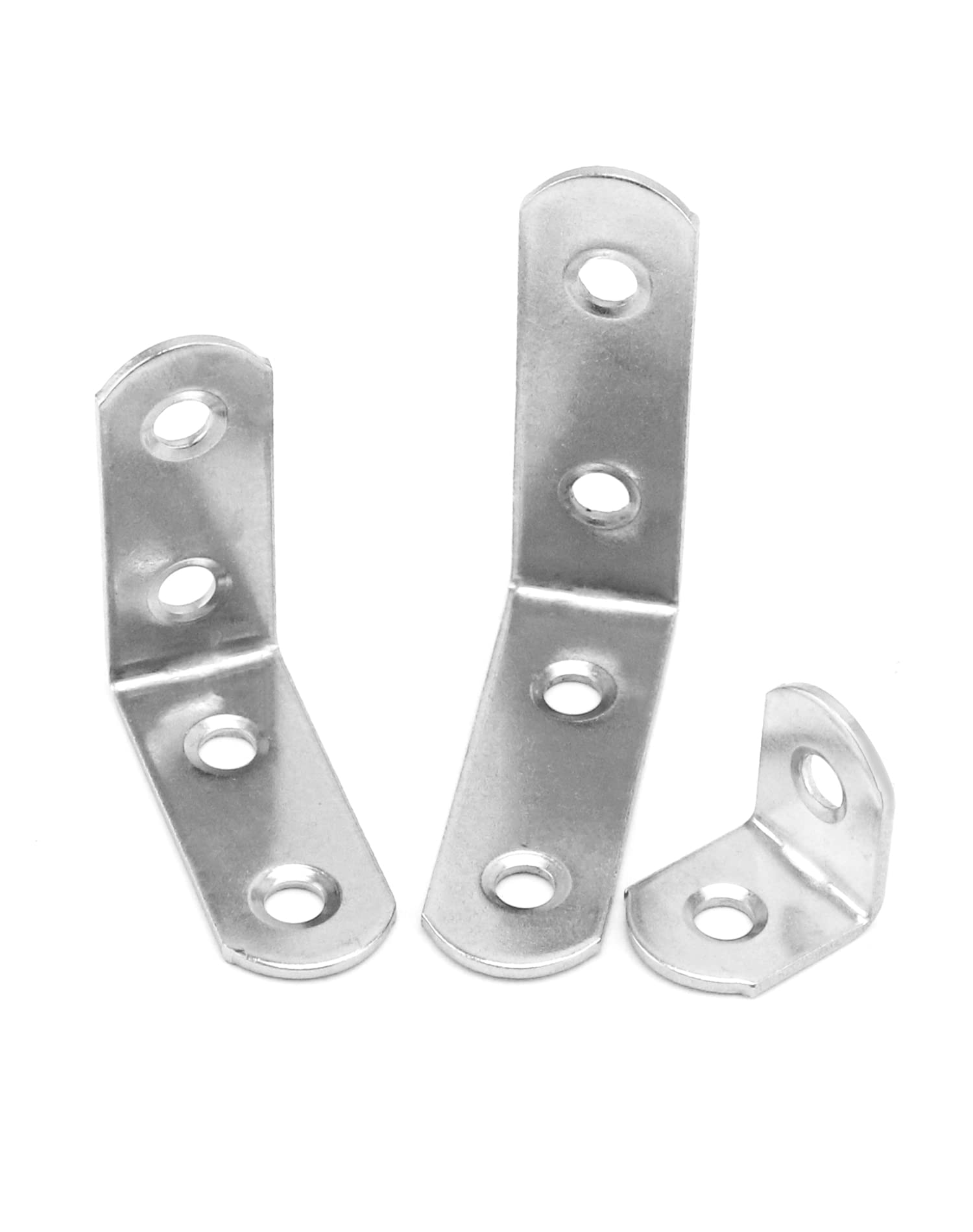 QWORK® L Brackets for Wood , 28pcs Corner Brace , Stainless Steel , 16x20mm , 16x40mm , 16x50mm , 90 Degree L Shaped Brackets for Furniture Fixation