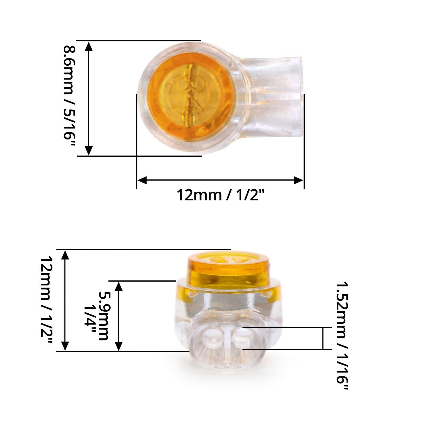 QWORK® 200 Pack UY Connectors K1, Waterproof Orange Clear Telephone Cable Connectors UY Butt Splice Connectors Jelly Crimp Connectors for Data Cable Phone Wire Joints (K1)