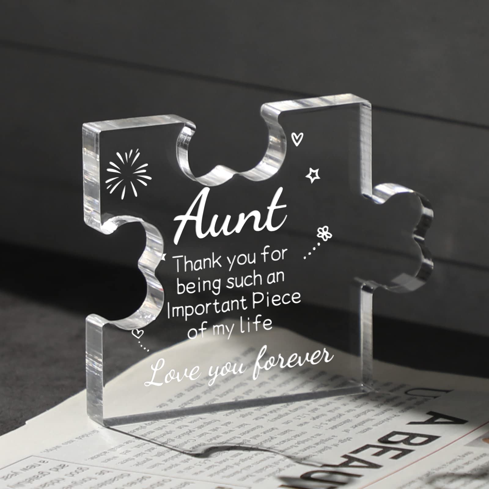 Funnli Daughter Gifts, Engraved Acrylic Block Puzzle Birthday Gifts for Daughter, 3.35 x 2.76 Inch Table Decoration Present for Daughter, Idea Graduation Christmas Gifts for Daughter from Mum/Dad