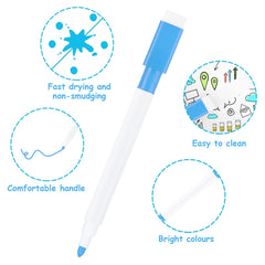 DOETYD 10pcs Mini Whiteboard Pens 9 Colours Magnetic Erasable Markers with Eraser Dry Wipe Pens for Kid School Family Office