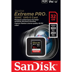 SanDisk Extreme PRO 32GB SDHC Memory Card up to 300MB/s, UHS-II, Class 10, V90, U3