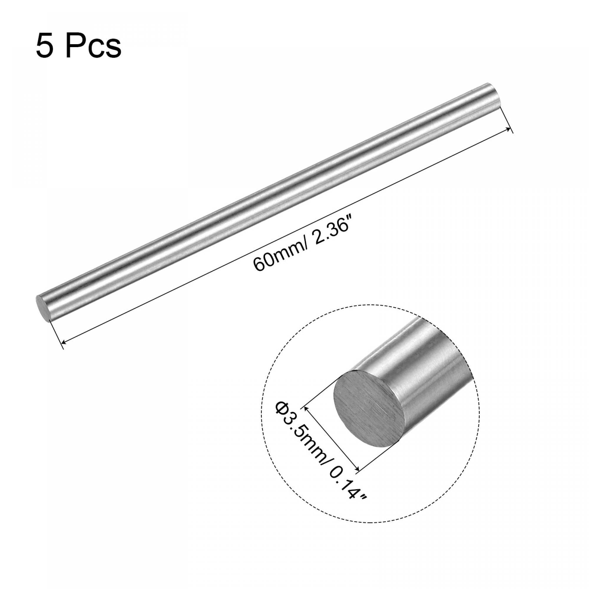 sourcing map Round Steel Rod, 3.5mm HSS 63-65 HRC Lathe Bar Stock Tool 60mm Long for Shaft Gear Drill Lathes Boring Machine Turning Miniature Axle 5Pcs