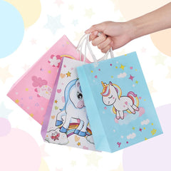 Flintronic 12PCS of paper bags, Unicorn Gift Bags for Kids, Candy Paper Bags with Handle for Halloween Christmas Baby Birthday Party Supplies - 21x15x8cm