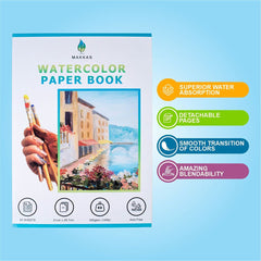 Makkas Watercolour Paper Pad A4 30 Sheets 140lb / 300gsm Cotton Blend Student Grade   Includes Pad Only   Cold Pressed & Acid Free Watercolour Sketchbook (Watercolour Pad)