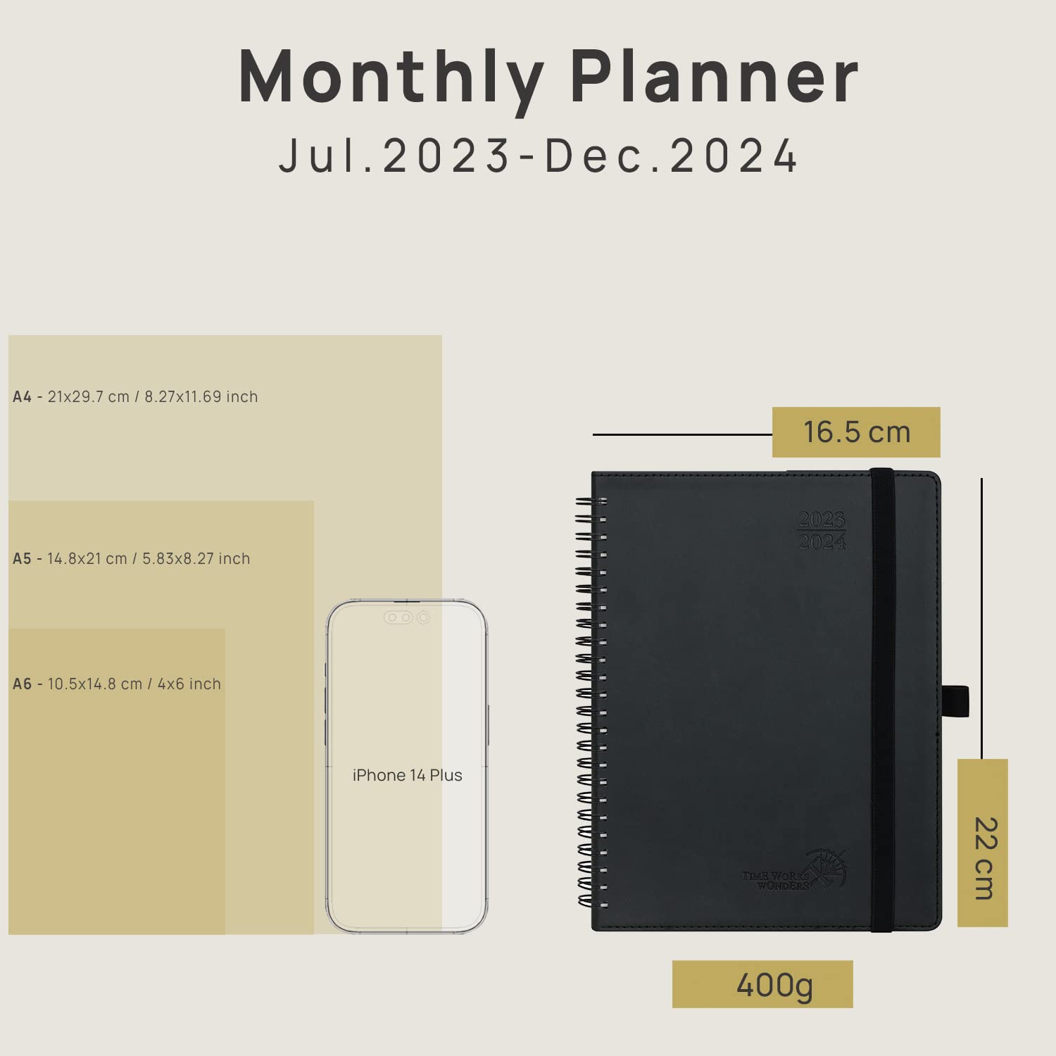 POPRUN Month to View Diary 2024-2025 22x16.5cm (18-Month: Jan'24 - Jun'25) Monthly Planner with Tabs, 100 GSM Ivory Paper, PU Leather Softcover, Sunday Start (Burgundy)