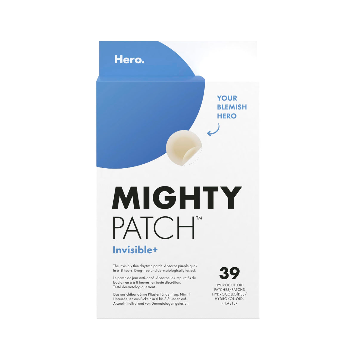 Mighty Patch Invisibleand Spot Patches by Hero Cosmetics, Daytime Acne Treatment, Clear Spot Remover Hydrocolloid Patches, Anti Acne Dots, Spot Treatment Blemish & Pimple Stickers - 39 Pimple Patches