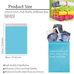 50 PCS Strong Large Blue Mailing Postal Bags,11 * 16.5inch Mailing Bags Posting Shipping Post Parcels Bags Postage Packaging Assorted Mailers,Self Seal Poly Plastic Envelopes for Parcels