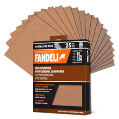 Fandeli   Multi-Purpose Sanding Paper   Assorted Grits (80,120,220)   25 Sheets of 23 x 28 cm   Perfect for Sanding Metal and Sanding Wood   Hand Sanding   Orbital Sanders