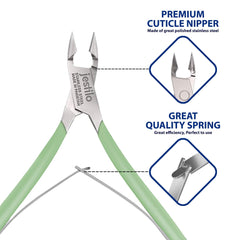 Professional Cuticle Nippers Stainless Steel Cuticle Cutters and Remover -Best Nipper Scissors, Nail Care Tool for Manicure and Pedicure (Green)