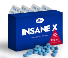 INSANE X 40 Blue Pills for Men 100mg Stronger & Harder Fast-Acting Enhanced Strength Supplements Tablets - Prolonged High Performance - Energy & Male Enhancing - Herbal & Food Supplement UK