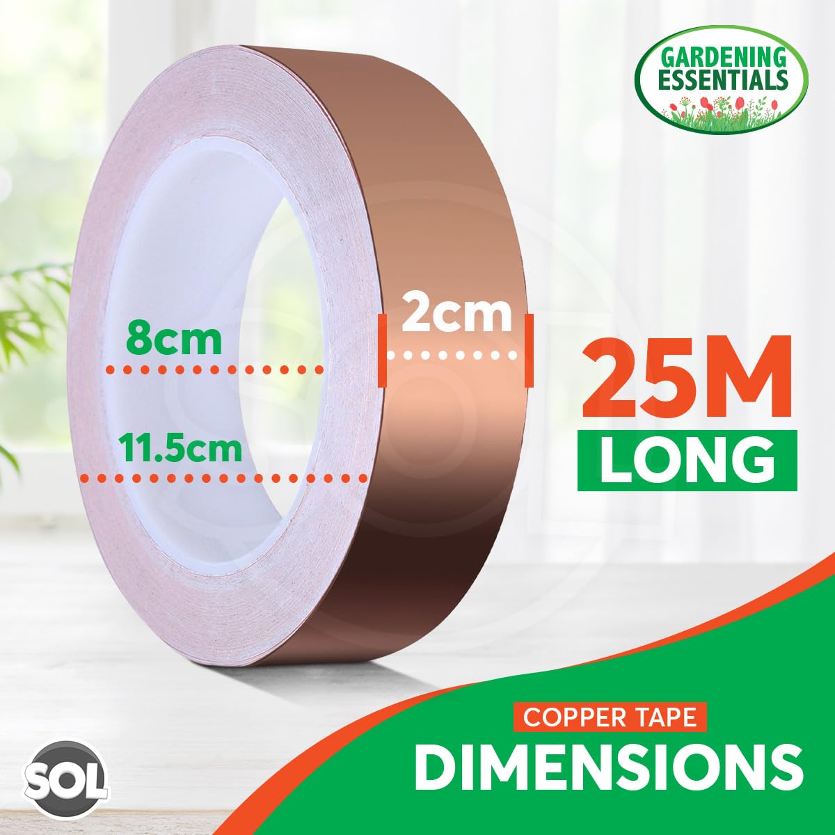 25m Copper Slug Tape   20mm Copper Tape Slug Repellent   Humane Slug & Snail Control   Slug Tape Copper Repellent   Snail Repellent   Slug Detterent   Slug Copper Tape for Slugs   Copper Tape Slugs