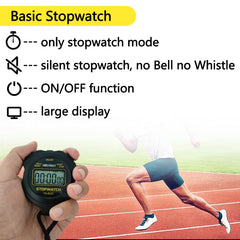 MOSTRUST Digital Simple Stopwatch, Single Lap/Split Basic Stopwatch, No Clock No Alarm No Bells, On Off with Lanyard for Swimming Running Sports Training Coaches (Yellow)