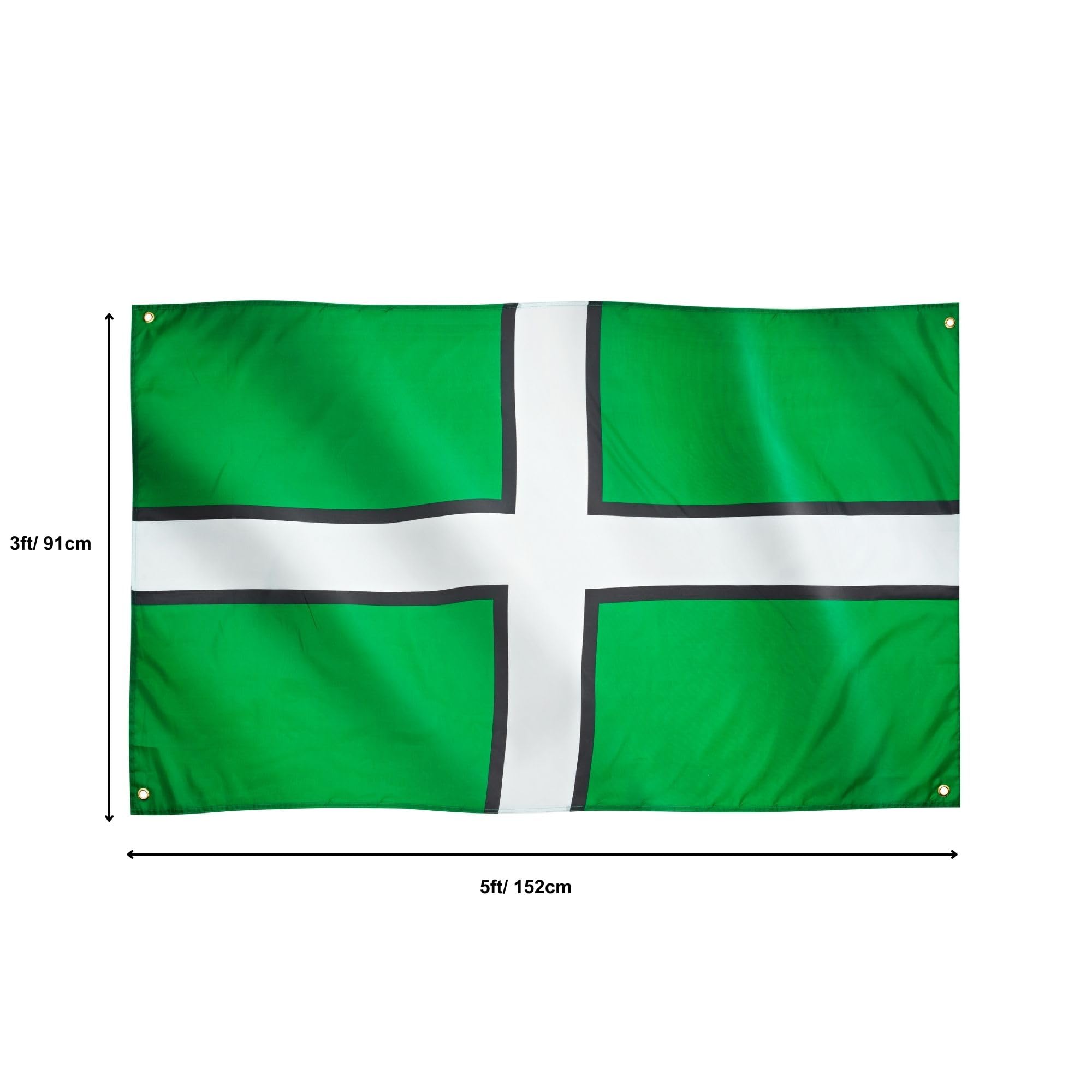 Runesol Devon Flag, 91x152cm, 3ft x 5ft, Saint Petroc's Flag, 4 Grommets, Eyelet in Every Corner, Devon Cross, Devonian Flag, St Petrocks Day, Premium Flags, Inside, Outside, Vivid Colours