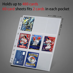 900 Pockets Baseball Card Sleeves, FOME Double Side 9-Pocket Trading Card Sleeve Page Protector 3 Holes Game Card Sleeves Fit 3 Ring Binder for Pokemon Trading Baseball Game Business Cards 50 Pages