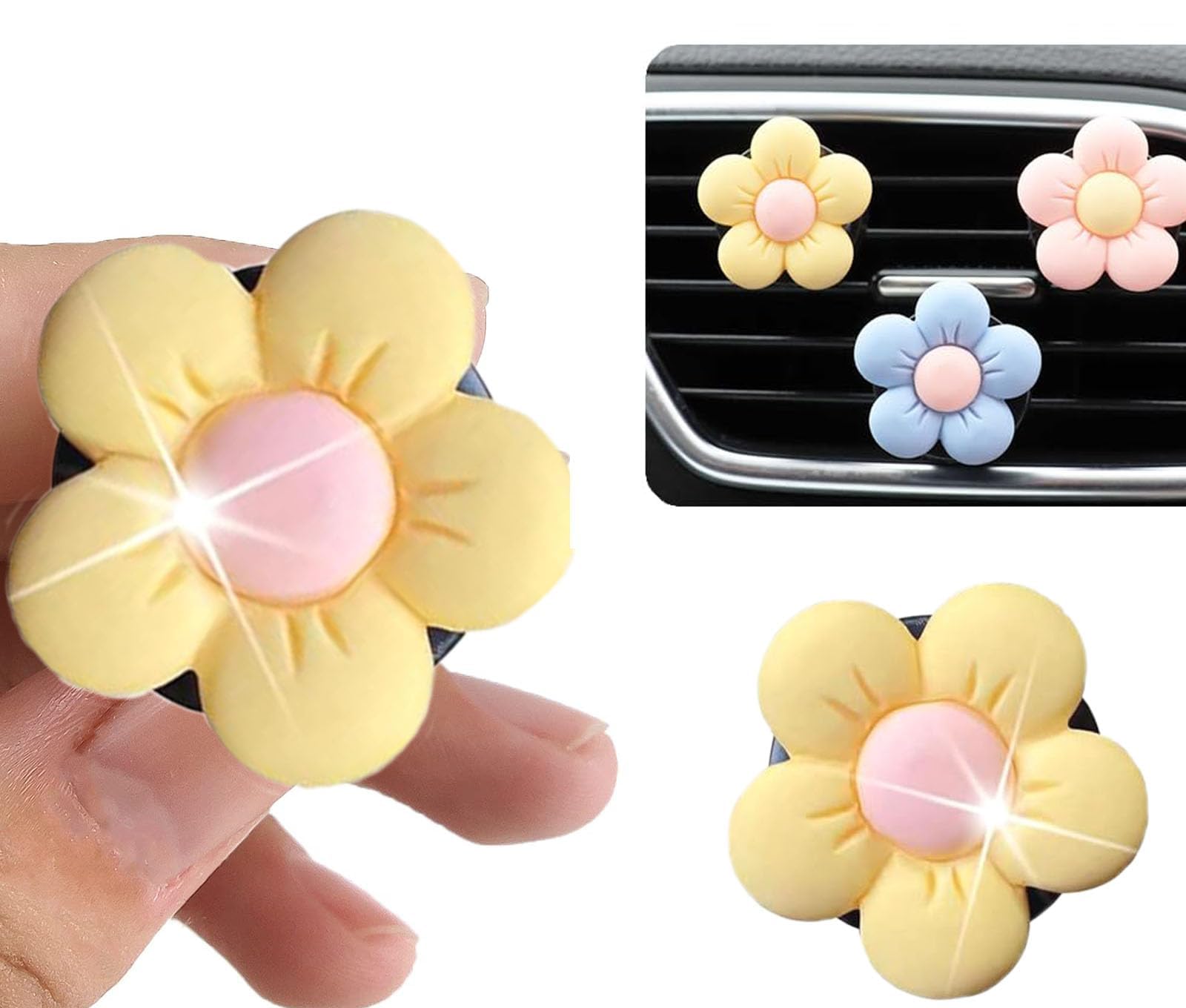 8 PCS Car Air Vent Clips, Flower Car Decorations Air Vent Clip Cute Charm Automotive Decoration Air Vent Different Color Accessories Automotive Ornaments Set Home Decor