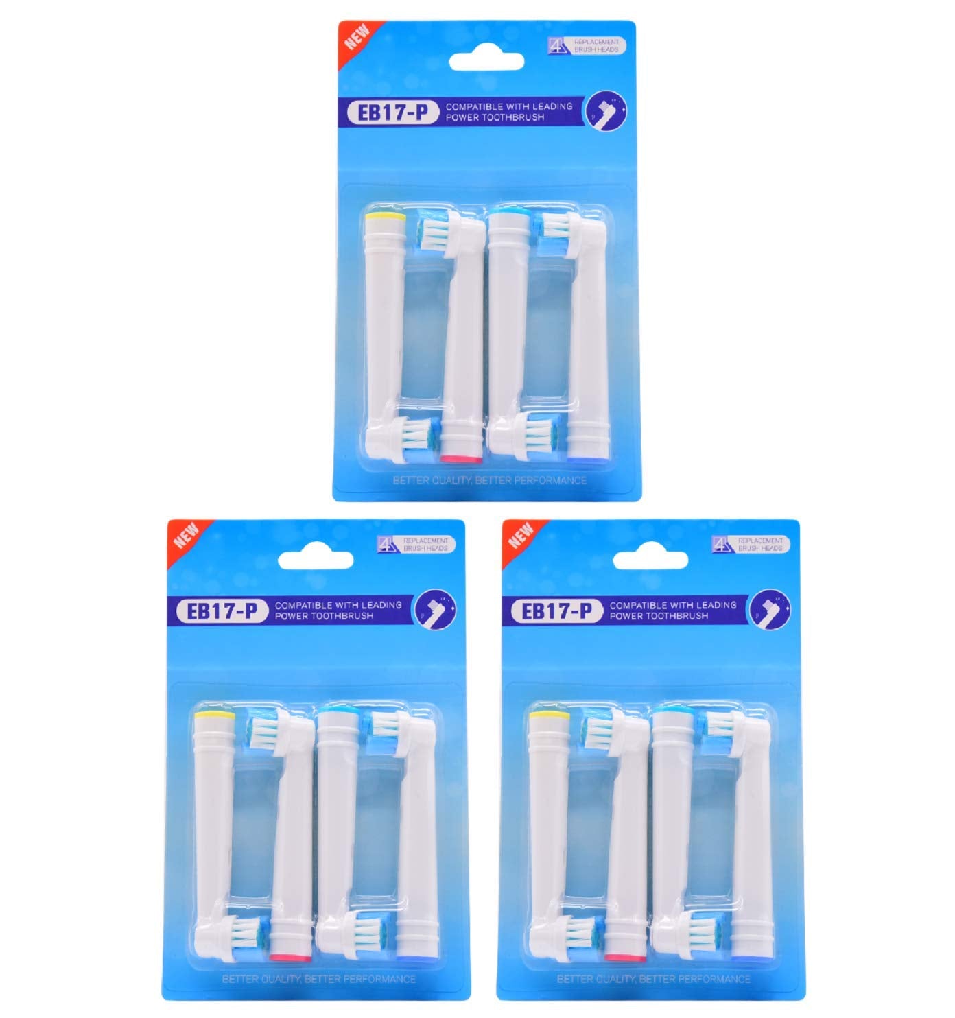 Generic Oral-B Compatible Toothbrush Replacement Heads, Pack of 3, 12-Piece