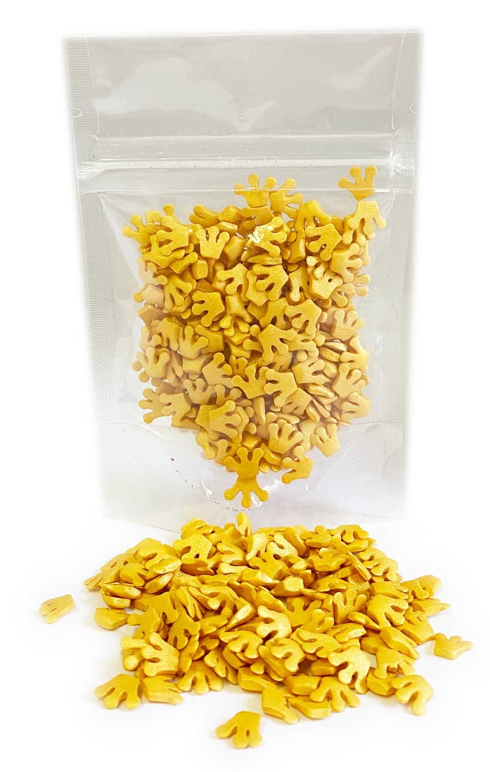 A Pinch Of... – Glimmer Gold Crown Shapes - 25g. Beautiful crowns, ideal for your Royal celebrations & princess themed cakes & bakes. Just enough for a single bake. (Gold Crowns)