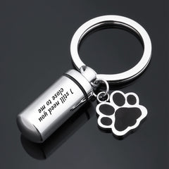 Canghai Stainless Steel Dog Paw Cremation Urn Keyring, Memorial Ashes Keepsake Keychain, Pet Charms Locket Pendant Cremation Jewellery for Ashes(I still need you close to me)