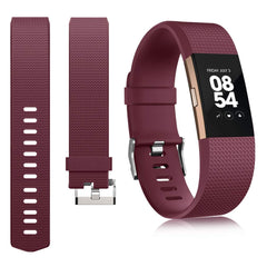 Vancle Pack 4 Replacement for Charge 2 Strap, Watchbands Soft Comfortable Accessory Straps for Fitbit Charge 2 (01 Wine red,Black,Navy blue,Grey, L)