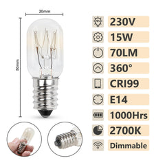 Comyan 15W E14 Screw Salt Lamp Bulbs 230V, T20 Fridge Light Bulbs 2700K Warm White SES Machine Bulbs, Pygmy Bulb 15W Mini Wax Warmer Light Bulb Dimmable - 4Pack