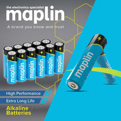 Maplin 12x AA LR6 1.5V Alkaline Batteries 10 Year Shelf Life High Performance