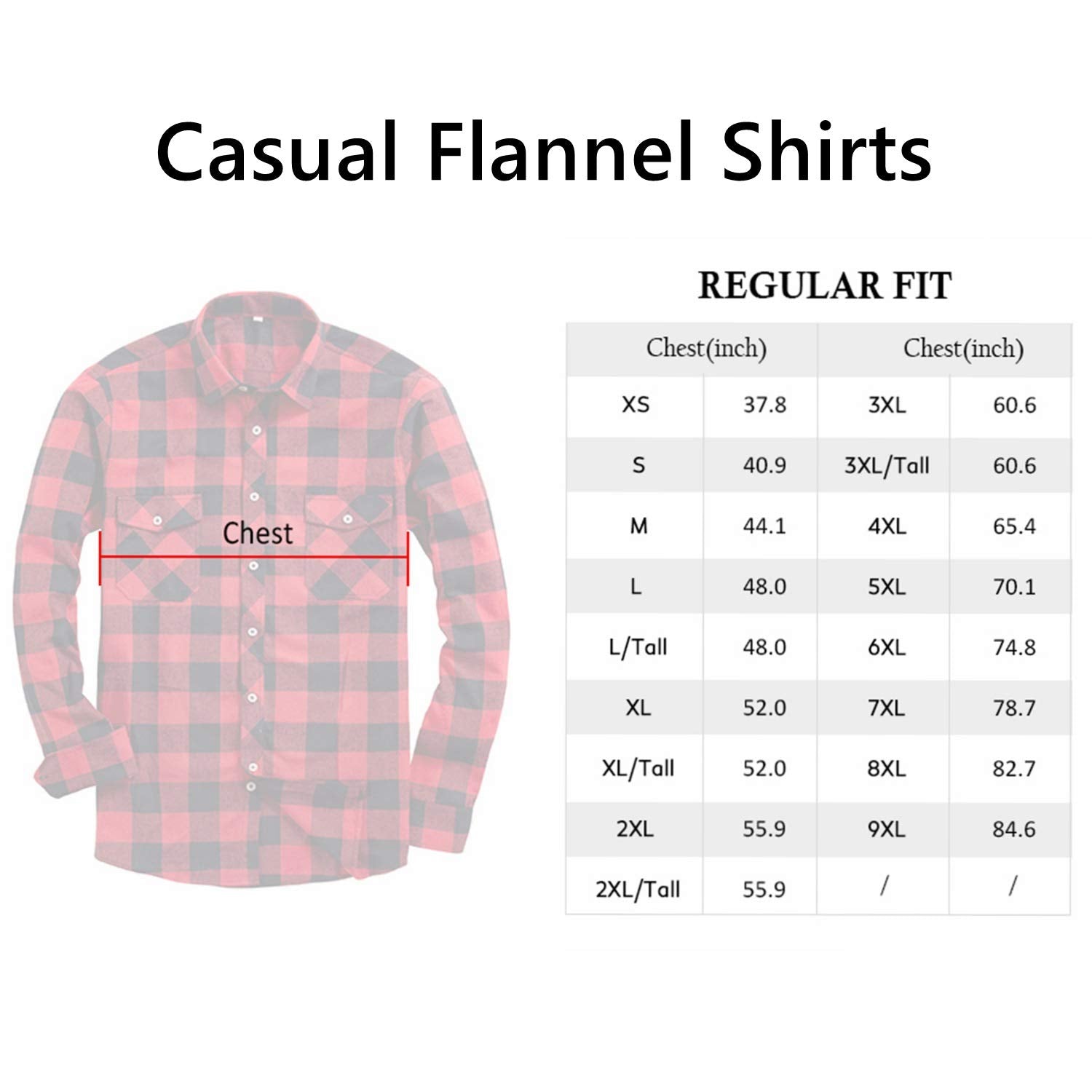 siliteelon Flannel Shirt Men Cotton Checked Shirt Men's Long Sleeve Regular fit Casual Plaid Shirt