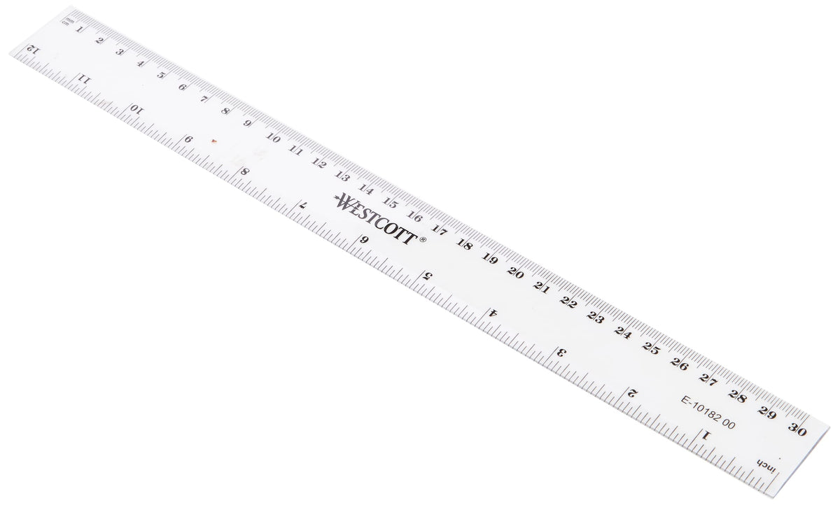 Westcott 12-Inch 300 mm Plastic Ruler - Clear