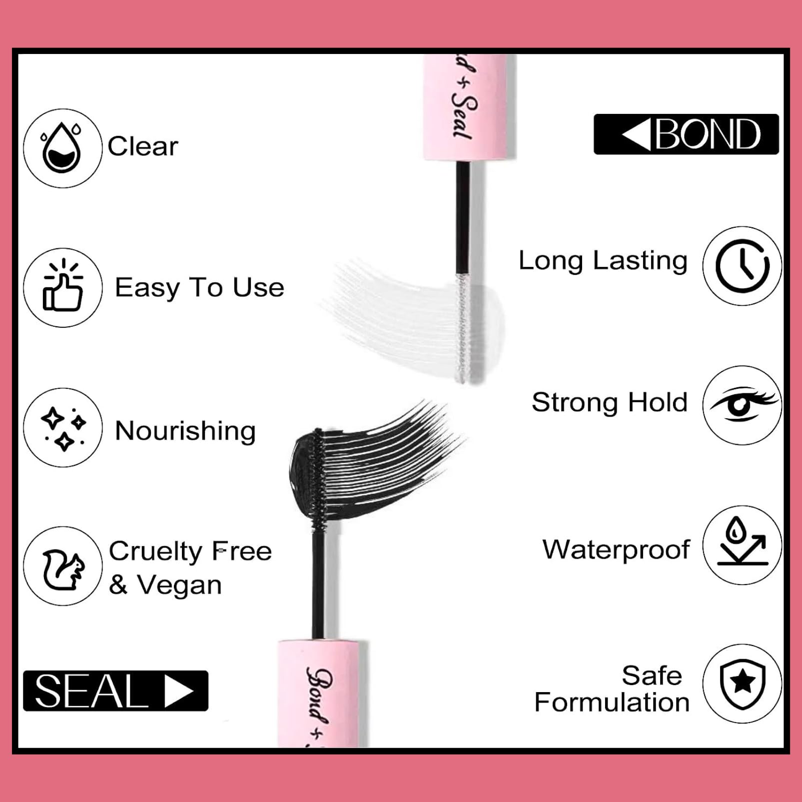 Tongyend Lash Bond and Seal Glue with Lash Remover Cluster Eyelash Glue Remover, Lash Glue for Eyelash Extensions, Waterproof Eyelash Glue, for Individual Lashes Super Strong Hold