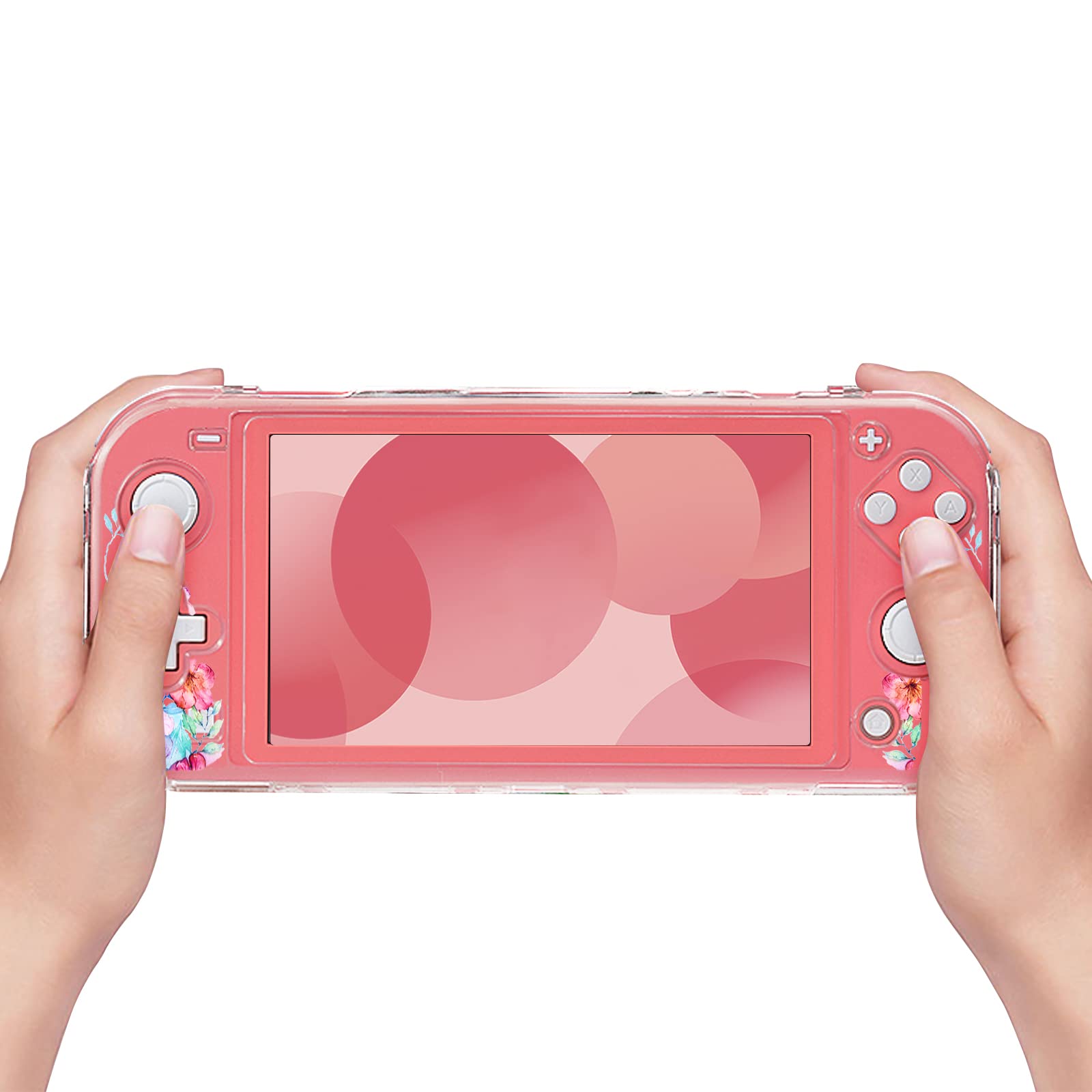 DLseego Case Compatible with Switch Lite, Protective PC Cover for Switch Lite, Clear Switch Lite case witch Anti-abrasion and Anti-scratch Design,Peach Blossom