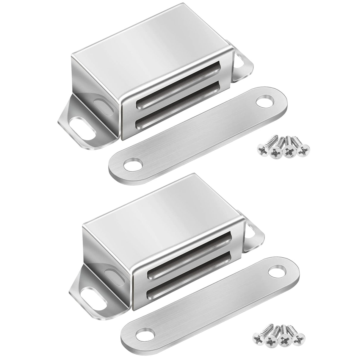 Onarway Magnetic Door Catch 10KG Pull Strong Magnet Cabinet Latches Magnetic Hardware Stainless Steel Chrome Door Closer for Bathroom Kitchen Sliding Door Window Cupboard Gold