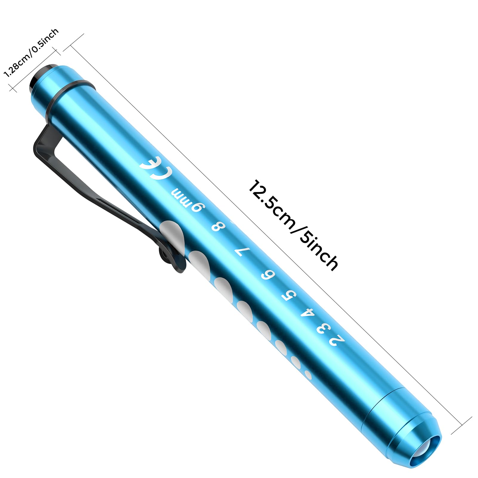 Pen Torch, RISEMART 2PCS Pen Light LED Pupil Gauge Pen Torches for Nurses Doctors Paramedic EMT Emergency Penlight Flashlight with Pocket Clip (Black and Blue)