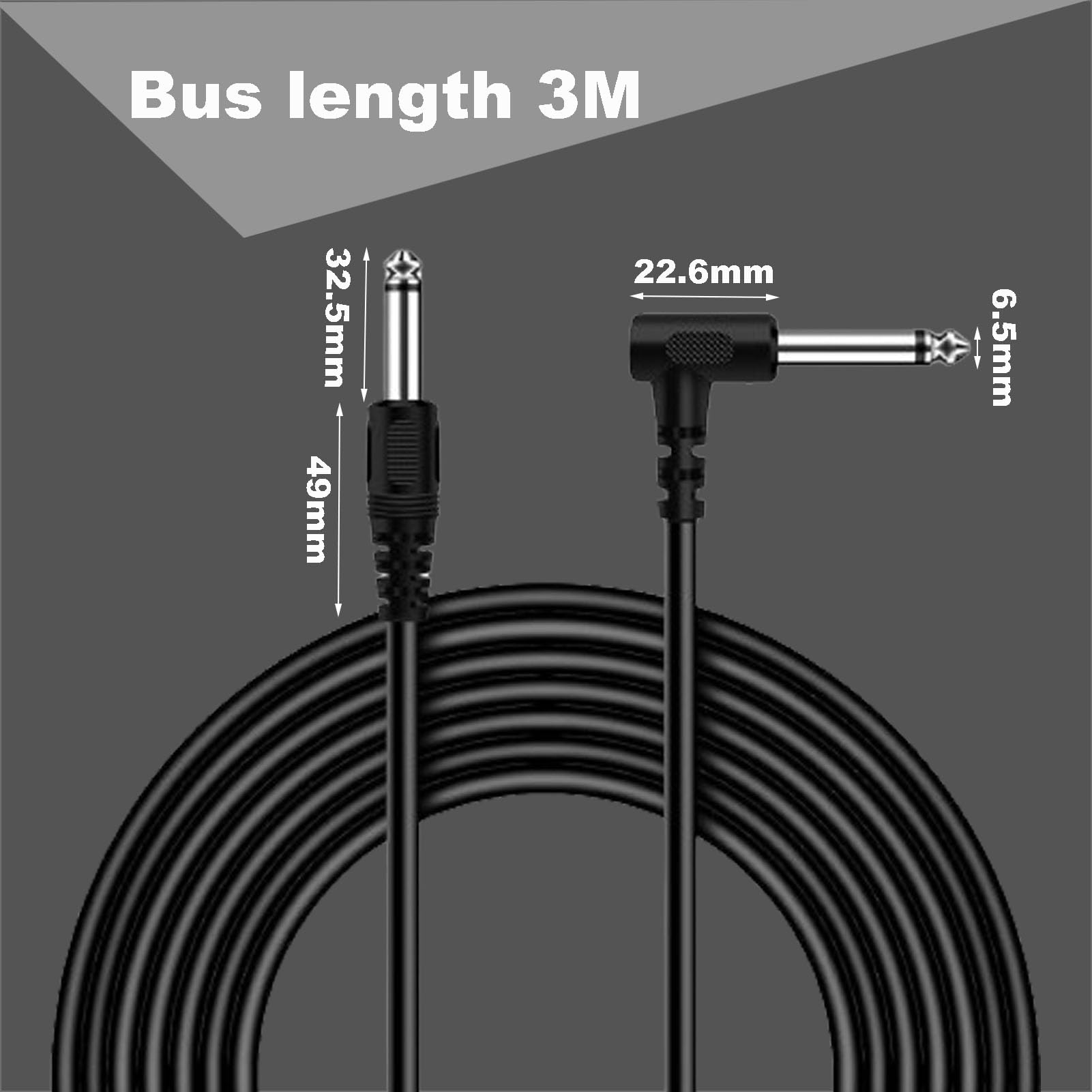 WEIBANG Guitar Cable 3m/10ft with 2pcs 3.5mm Stereo Jack Plug and 5pcs Velcro Cable Straps for Electric Guitar, Bass, Amplifier