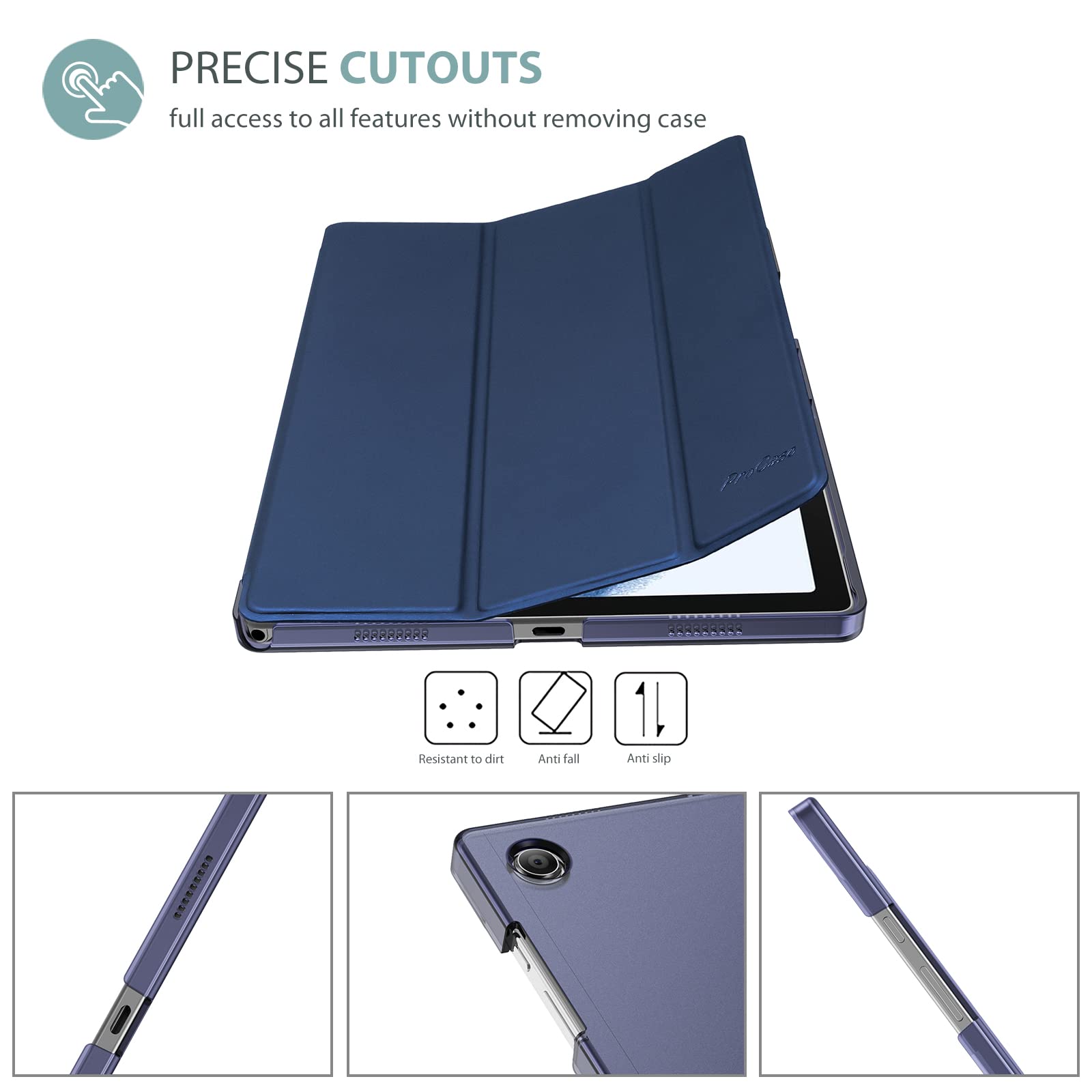 ProCase Case for Galaxy Tab A8 Case 10.5 inches 2021 SM-X200N SM-X205N SM-X207, Slim Lightweight Protective Hard Cover for Galaxy Tab A8 10.5 Inch 2021 Tablet -Navy