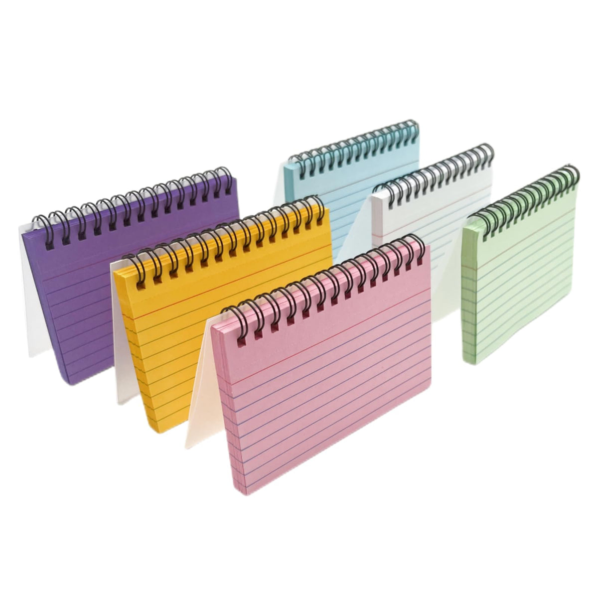 Flash Cards 300 Sheets Revision Cards 6Pcs Index Cards Multicolor Revision Flashcards Spiral Note Taking Paper for Office School Work Note List 5 * 3 Inches