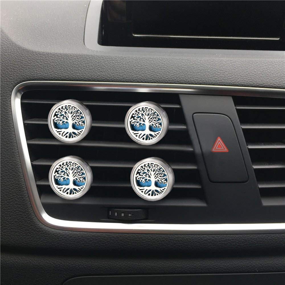 Vicloon Car Aromatherapy Essential Oil Diffuser，Car Air Freshener Vent Clip Locket 2 Feet Clip and 10 Refill Felt Pads，Car Aromatherapy Diffuser Locket Car Oil Diffuser for Car, Office or Other Places