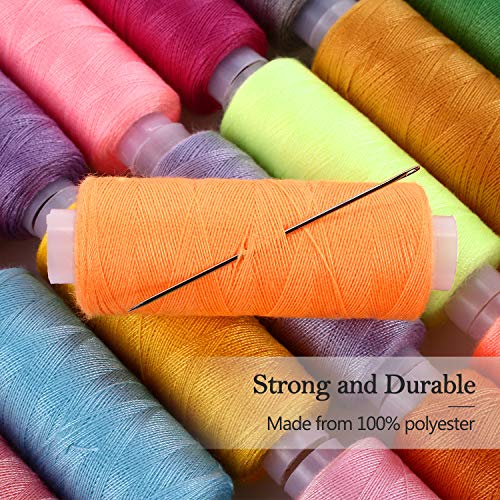 SOLEDI Sewing Thread 30 Colors 250Y Sewing Machine Threads Set All Purpose Polyester Thread for Hand and Machine Sewing with 16 Needles 2 Threader