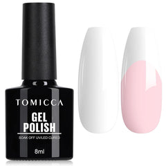 TOMICCA Gel Nail Polish, White Color Gel Polish Soak Off UV LED Gel Varnish Nail Art Manicure Salon DIY for Professional, Salon & Home 8ml