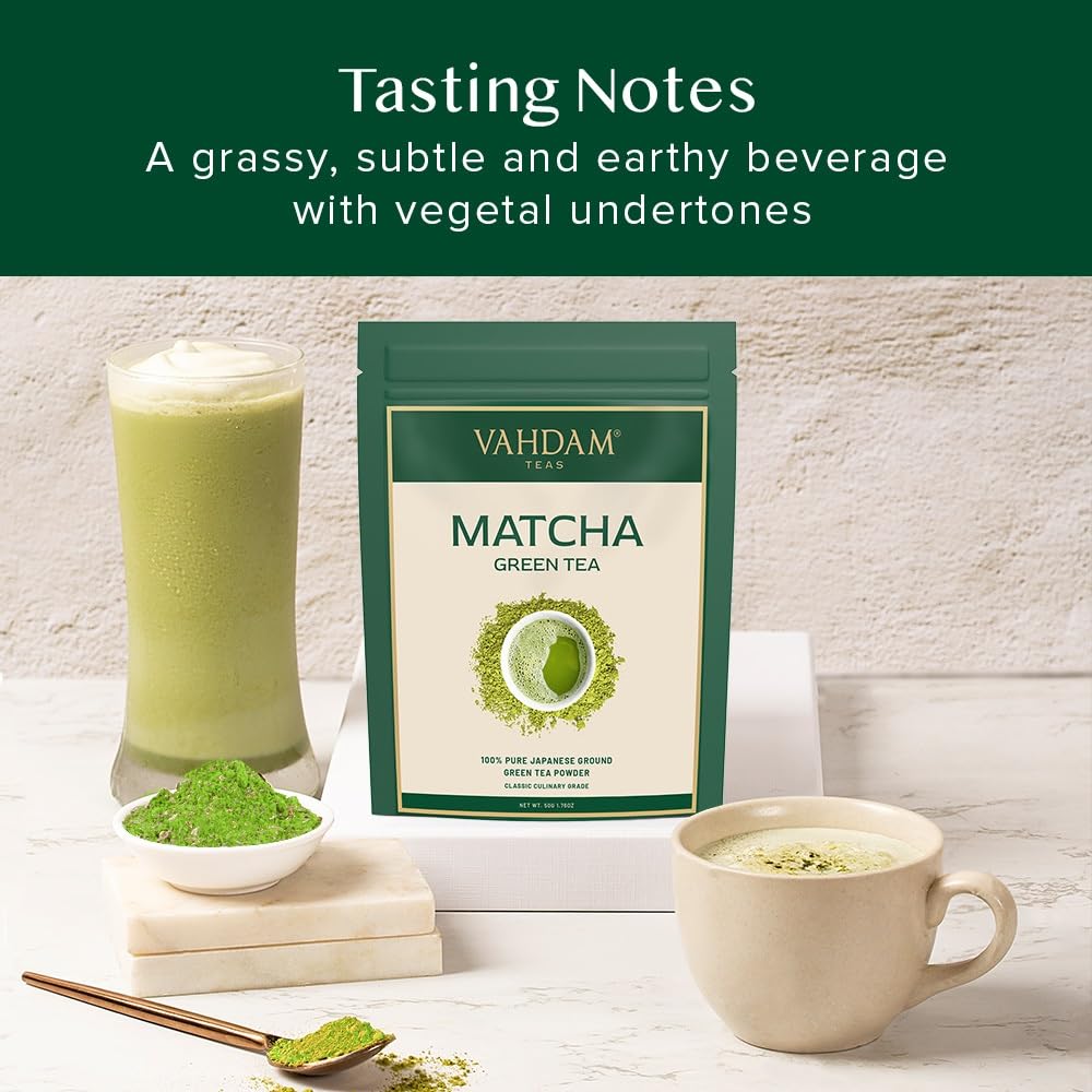 VAHDAM, Matcha Green Tea Powder SUPERFOOD (25g, 12 Servings) Pure Japanese Matcha Powder, Classic Culinary Grade Green Tea Matcha   Matcha Latte Mix, Smoothies & Recipes