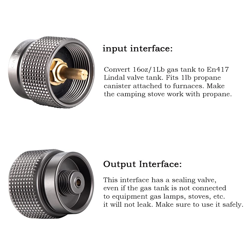 Campingmoon Camping Gas Canister Refill Adapter, Backpacking Fuel Transfer Device, Portable Outdoor Gas Saver Lindal Valve Canister Shifter, Camping Canister Vent Valve, Z15(Z15 and Z22)