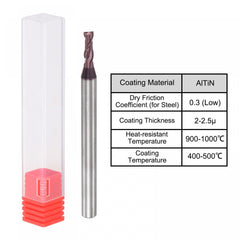 sourcing map Square Nose End Mill, 2.5mm Tip Dia Solid Carbide AlTiN Coated CNC Router Bits 2 Flute Spiral Milling Cutter HRC55 with 4mm Shank 50mm (2-inch) Length