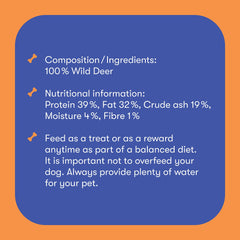 Buddylicious 100% Natural Wild Deer Dog Treats   Natural & Healthy Dog Treat, GMO Free, Gluten Free   Perfect For Training or Everday treat