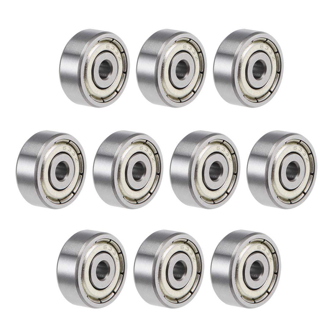 sourcing map 633ZZ Deep Groove Ball Bearings 3mm Inner Dia 13mm OD 5mm Bore Double Shielded Chrome Steel Z2 10pcs