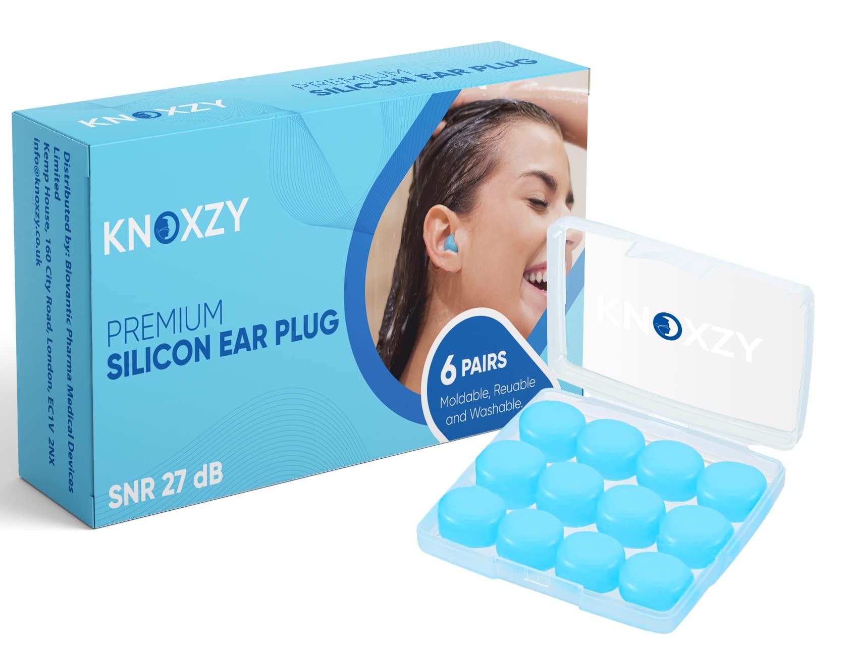 Knoxzy Silicone Ear Plugs for Sleeping Re-Usable Waterproof Noise Cancelling Premium Moldable Ear Plugs for Sleeping, Travelling, Studying Noise Reduction