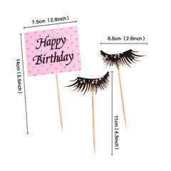 Mnixy 28Pcs Glitter Makeup Cupcake Toppers Cosmetics Cupcake Picks Eyelash Diomand Perfume Lipstick Cupcake Picks Happy Birthday Cake Decoration for Girls 18th Birthday Bachelorette Party Supplies