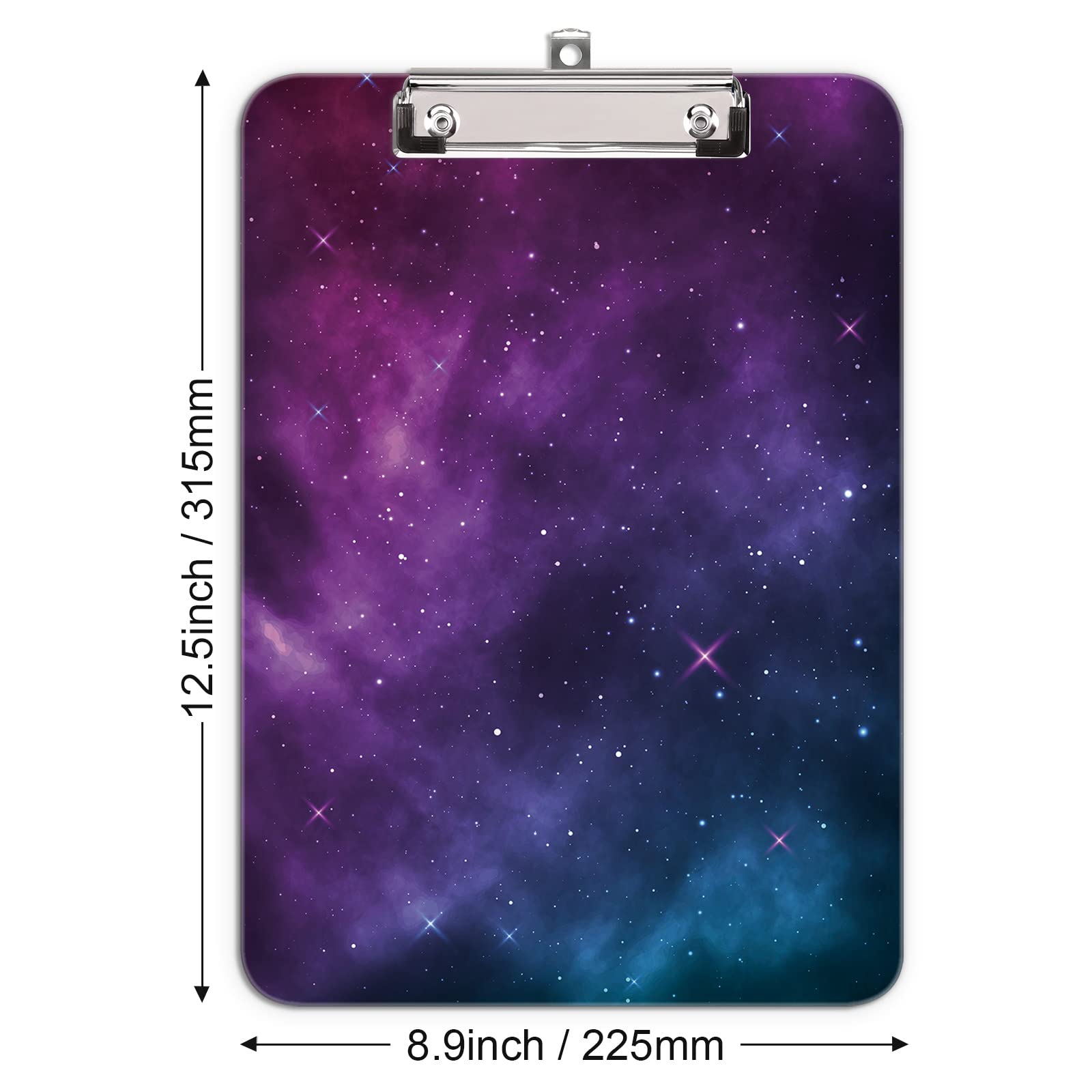 Hnogri Plastic Clipboard A4, Fashion Design A4 Letter Size Clipboards & Forms Holders for Office Supplies Lawyers,School Students and Kids, Low Profile Clip Cute Clipboard Folder, Night Sky