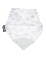 Cheeky Chompers Muslin Baby Bibs with Teether   Super Soft & Absorbent   2 monthsand Teething Bibs   Multi-Award Winning Neckerchew   (Silver Stars, Single)