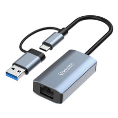 Vonxite USB C to Ethernet Adapter, USB 3.0 Network Adapter, USB to 1000Mbps Gigabit RJ45 LAN Ethernet Adapter, Aluminum Gigabit LAN Wire Adapter Compatible with MacBook, Steam Deck, iPad, TV Box, etc.