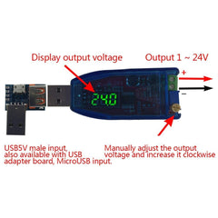 DC to DC Voltage Regulator 5V to 1-24V Step Up/Down Converter Module USB Adjustable Power Supply Module