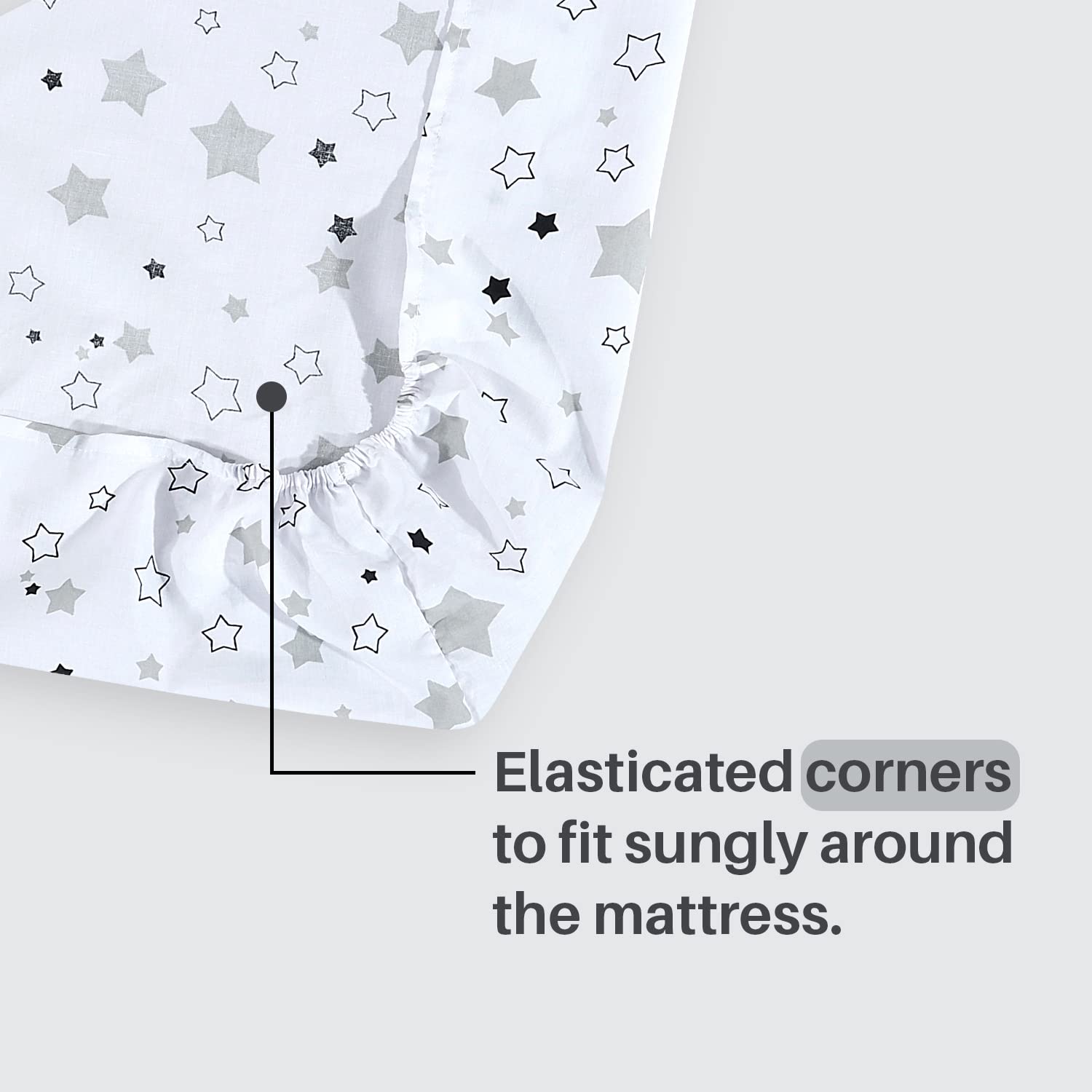 DTEX HOMES 2 x Cot Bed Sheets Super Soft Breathable Polycotton Fitted Sheet 60 x 120 cm (Stars)